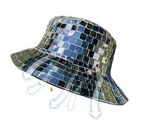 Yeeda Chapeau bob disco avec miroir à paillettes - Tendance occidentale - Lumière scintillante - Visière solaire d'été pour club, scène, bar, fête, danse