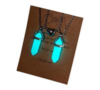 Yeeda Lot de 2 colliers en forme de cœur lumineux assortis - Colliers en cristal de Lithothérapie brillants dans le noir, fabrication de bijoux à faire soi-même