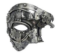 Yeeda Masque Steampunk en métal, visage Steampunk en métal, mascarade Ma-sk, masque vénitien pour homme, demi-visage rétro pour carnaval, Halloween, fête