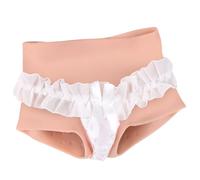 YEEFAIRY Culotte Silicone Réaliste avec Tuyau, Crossdresser Slip Fessier Faux Vagin Hanches Pantalon Transgender Fausse Chatte Fesse Féminisé pour Hommes Travesti (Beige, Taille M)