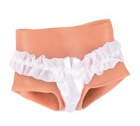 YEEFAIRY Culotte Silicone Réaliste avec Tuyau, Crossdresser Slip Fessier Faux Vagin Hanches Pantalon Transgender Fausse Chatte Fesse Féminisé pour Hommes Travesti (Peau Bronzé, Taille M)