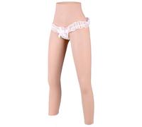 YEEFAIRY Culotte Silicone Réaliste avec Tuyau Travesti Faux Vagin Hanches Crossdresser Pantalon 7/8 Transgender Fausse Chatte Fesse Féminisé pour Hommes (Peau Beige, Taille M)