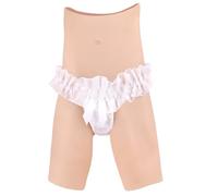 YEEFAIRY Culotte Silicone Réaliste avec Tuyau, Travesti Faux Vagin Hanches Crossdresser Short Mi-Cuisse Pantalon Transgender Fausse Chatte Fesse Féminisé pour Hommes (Peau Claire, Taille XL)