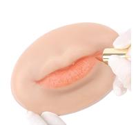 YEEFAIRY Fausses Lèvres en Silicone Faux Bouche +1 Rouge à Lèvres Maquillage Artificielles Réalistes avec Texture de Peau Outil pour Pratique Débutant en Beauté (Sourire, Peau Claire)
