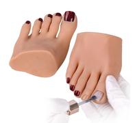 Yeefairy Modèle de Pied en Silicone Main d'entrainement Manucure Faux Demi-Pied Réaliste avec 524 Acrylique Ongles Tatouage Pratique Artistique Formation Orteils (Paire, Peau Bronzée)