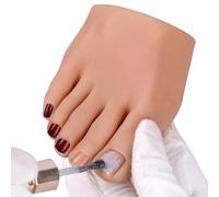 Yeefairy Modèle de Pied en Silicone Main d'entrainement Manucure Faux Demi-Pied Réaliste avec 524 Acrylique Ongles Tatouage Pratique Artistique Formation Orteils (Droite, Peau Bronzée)