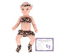 YEEFAIRY Poupée en Silicone Style Aviytahr 31 cm Bébé Fille Yeux Ouverts Accessoires de Scène Vivants Poupées Thérapeutiques d'Healing Émotionnel Compagnie Thérapeutique (Peau Claire, sans Cheveux)