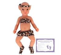 YEEFAIRY Poupée en Silicone Style Aviytahr 31 cm Bébé Fille Yeux Ouverts Accessoires de Scène Vivants Poupées Thérapeutiques d'Healing Émotionnel Compagnie Thérapeutique (Peau Bronzé, sans Cheveux)