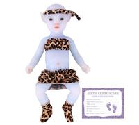 YEEFAIRY Poupée en Silicone Style Aviytahr 31 cm Bébé Fille Yeux Ouverts Accessoires de Scène Vivants Poupées Thérapeutiques d'Healing Émotionnel Compagnie Thérapeutique (Bleu Ciel, sans Cheveux)