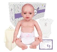 YEEFAIRY Silicone Bébé Reborn Fille Poupee Ethnies Mixtes Afro-américain 43cm Réaliste Yeux Ouverts 2,9kg Non Vinyle Souple et Étanche pour Couples sans Enfants Nouveau-né, Peau Claire