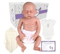 YEEFAIRY Silicone Bébé Reborn Fille Poupee Réincarnées 43cm Réaliste Jouets Yeux Fermés 2,7kg Non Vinyle Souple et Étanche Nouveau-né pour Couples sans Enfants, Beige