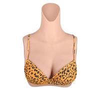 YEEFAIRY Silicone Faux Sein Réaliste Costume à Col Montant Prothèse Mammaire Fausse Poitrine Buste pour Homme Travesti Mastectomie Femme Transsexuels Cosplay (AA Cup Rembourrage en Gel, Beige)