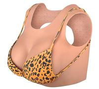 YEEFAIRY Silicone Faux Sein Réaliste Débardeur Prothèse Mammaire Femme Homme Fausse Poitrine Buste pour Travesti Transsexuels Cosplay Mastectomie (C Cup Rembourrage en Gel, Peau Bronzé)