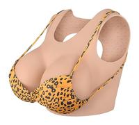YEEFAIRY Silicone Faux Sein Réaliste Débardeur Prothèse Mammaire Femme Homme Fausse Poitrine Buste pour Travesti Transsexuels Cosplay Mastectomie (E Cup Rembourrage en Gel, L Size, Beige)