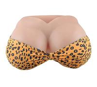 YEEFAIRY Silicone Faux Sein Réaliste Haut Tube Prothèse Mammaire Femme Homme Fausse Poitrine Buste pour Travesti Transsexuels Cosplay Mastectomie Rembourrage en Gel, F Cup, XL, Beige