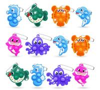 Yeefunjoy 12 Pièce Mini Pop Fidget Toy, Fidget Jouet Porte-clés Jouet Sensoriel en Silicone Jouet Bulle Push It Poppet, Coloré Silicone Antistress pour Bureau Enfants Adultes Stress Soulagement