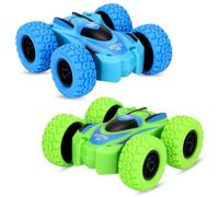 Yeefunjoy 2 Lot de Jouets Monster Truck, Voiture à Friction Pull Back Voiture Monster Truck, 360°Culbute Petite Voiture Jouets pour Enfant, Jouet Noël Cadeaux d'anniversaire pour 3-8 Ans Garçons Fille
