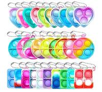 Yeefunjoy 30PCS Mini Pop Push It Fidget Jouet Porte-clés, Pop Push It Fidget Jouet Sensoriel en Silicone, Squeeze Pop Bubble Fidget Bulk, Poppet Bubble Stress Soulagement pour Enfants Adultes