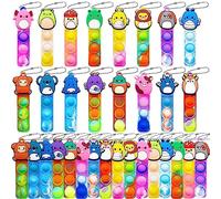 Yeefunjoy 32PCS Mini Pop Push It Fidget Jouet Porte-clés, Squeeze Pop Bubble Fidget Bulk Jouets Sensoriels, Stress Soulagement de Anxiété Jouets, Gadgets de Fête d'anniversaire pour Enfants Adultes