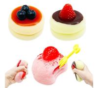 Yeefunjoy 3Pièces Jouets en Forme d' Dessert, Jouets Doux à Presser Jouets Mignons Jouets Anti-Stress Enfant Adultes Jouet Sensoriel à Presser Squishy Stress Relief Cadeaux pour Anniversaire de Noël