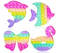Yeefunjoy 4 Pièces Pop It Fidget Toys, Push Bubble Sensory Pop Fidget Toy, Jouets Sensoriels à Presser en Silicone, Popit Jeux pour soulager l'anxiété et Le Stress, Cadeau Jouet Enfant et Adulte