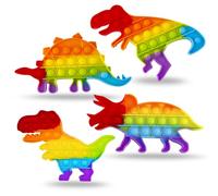 Yeefunjoy 4 Pièces Pop It Fidget Toys, Push Bubble Sensory Pop Fidget Toy, Jouets Sensoriels à Presser en Silicone, Popit Jeux pour soulager l'anxiété et Le Stress, Dinosaure Cadeau Enfant et Adulte