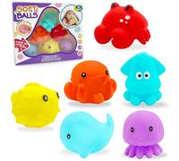 Yeefunjoy 6 Pcs Bath Toys, Marine Animal Colorful Sensory Toys Silicone Swimming Water Floating Bathtub Pool Toy for Baby Bath-Time Shower Easter Christmas Birthday Gift for Toddlers Kids Boys Girls