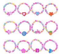 Yeefunjoy Lot de 12 bracelets d'amitié colorés, perles de bois, cadeau pour fête d'enfants