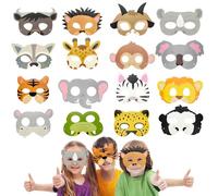 Yeefunjoy Lot de 16 Masques d'animaux, Masque Animaux Jungle pour Enfants Masques pour les Yeux Masque Animal pour Déguisement Cosplay Fournitures de fête d'anniversaire à Thème de Jungle Safari