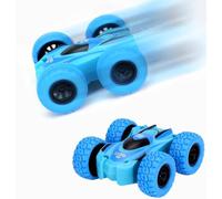 Yeefunjoy Pull Back Voiture, Voiture à Friction Truck Double Face Voiture à Inertie Jouet, Flip acrobatique à 360 degrés, Cadeaux d'anniversaire pour 5,6,7,8,9,10 Ans Enfant Garçons Filles (Bleu)