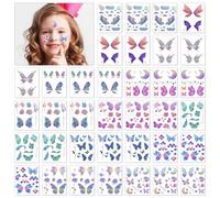 Yeefunjoy Tatouage Enfant Fille, 36 Feuilles Papillons Tatouages Temporaires, Faux Tatouage Imperméables, Petit Cadeau Anniversaire Jouet Pinata décoration de fête pour Enfants et Adultes