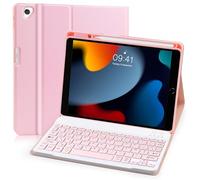 Yeegnar Clavier iPad 9 EME Generation, Coque Clavier Compatible avec iPad 9/8/ 7 ème Génération (Modèle: A2602, A2604), AZERTY (Disposition Française) (iPencil Non Inclus), Rose