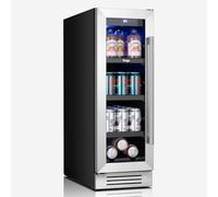 Yeego Réfrigérateur de boissons de 30,5 cm intégré ou autonome, 60 canettes avec porte en verre, mini réfrigérateur pour bouteilles et canettes de bière/soda/eau/vin