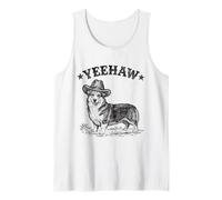Yeehaw Corgi Cowboy Chapeau Western Style Chien Vintage Rétro Débardeur