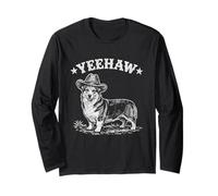 Yeehaw Corgi Cowboy Chapeau Western Style Chien Vintage Rétro Manche Longue