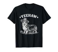 Yeehaw Corgi Cowboy Chapeau Western Style Chien Vintage Rétro T-Shirt