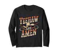 Yeehaw et Amen Country Cowboy Faith Western Christian Manche Longue
