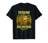 Yeehaw Ho Funny Christmas Cowboy Santa Wild West Xmas T-Shirt