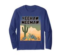 Yeehaw Meemaw Drôle, Mignon, Tendance, Campagne, désert, Cactus Manche Longue