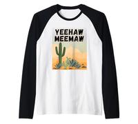 Yeehaw Meemaw Drôle, Mignon, Tendance, Campagne, désert, Cactus Manche Raglan