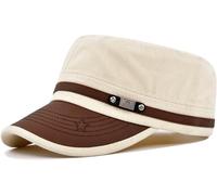 YeeHeen Cadet Army Cap pour homme et femme en sergé Chapeau de corps militaire casquette à dessus plat, beige, taille unique