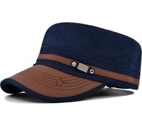 YeeHeen Cadet Army Cap pour homme et femme en sergé Chapeau de corps militaire casquette à dessus plat, bleu marine, taille unique