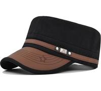 YeeHeen Cadet Army Cap pour homme et femme en sergé Chapeau de corps militaire casquette à dessus plat, noir, taille unique