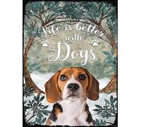 YEEIFFD Kit de peinture diamant 5D avec motif Beagle souriant - La vie est meilleure avec des chiens - Peinture par numéro pour la maison et la décoration murale - 30,5 x 40,6 cm