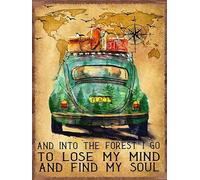 YEEIFFD Kit de peinture diamant 5D pour adultes - Motif voiture de camping et Into The Forest I Go to Lose My Mind and Find My Soul - Peinture par numéro pour la maison et la décoration murale - 30,5