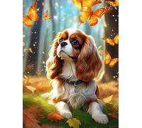YEEIFFD Peinture diamant Charlie Spaniel, animaux de la forêt pour adultes, kit de peinture numérique interactive faite à la main, pour chambre, salle de bain ou cadeau d'anniversaire 30,5 x 40,6 cm