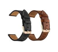 Yeejok Lot de 2 Bracelets de Montre en Cuir véritable pour Samsung Galaxy Watch 42 mm, Active 40 mm (2019), Gear Sport, S2 Classic Smart Watch avec Boucle en métal. Rose Gold Buckle