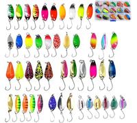 Yeelan Cuillère de Pêche à la Truite 2/2.5/3.2/3.5/4.5/5g, 46pcs Spinner Clignotant, Leurre Peche Carnassier, Leurre Peche Mer pour Truite, Perche, Saumon, Brochet