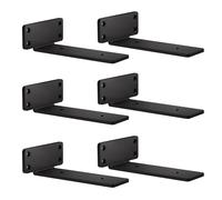 Yeelan Equerre Etagere Murale, 15cm Support étagère Murale, 6pcs equerre Charge Lourde, Charge 70 kg/154 LB, Support Etagere Invisible, Equerre Metal pour Salon, Garage, Entrepôt, Noir