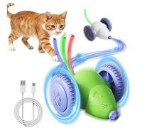 Yeelan Lot de 2 souris électriques interactives pour chat - Rechargeable par USB - Cadeau pour chat - Blanc et vert